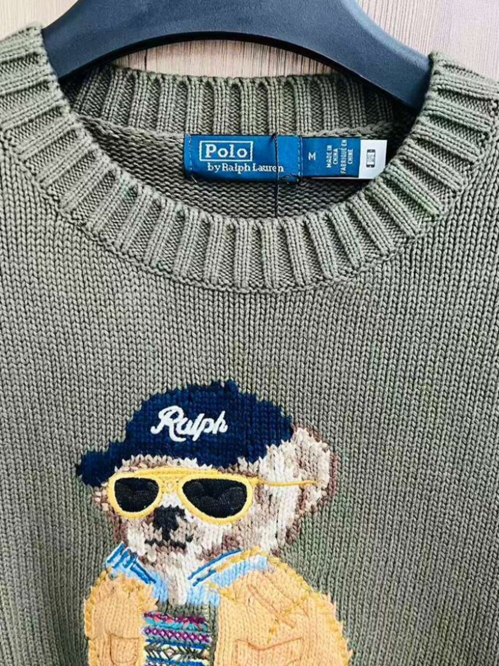 Ralph Lauren Olive Polo Bear Cotton Sweater - Picture 4 of 8